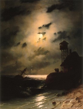  a Pintura - Barco marino iluminado por la luna con naufragio Ivan Aivazovsky